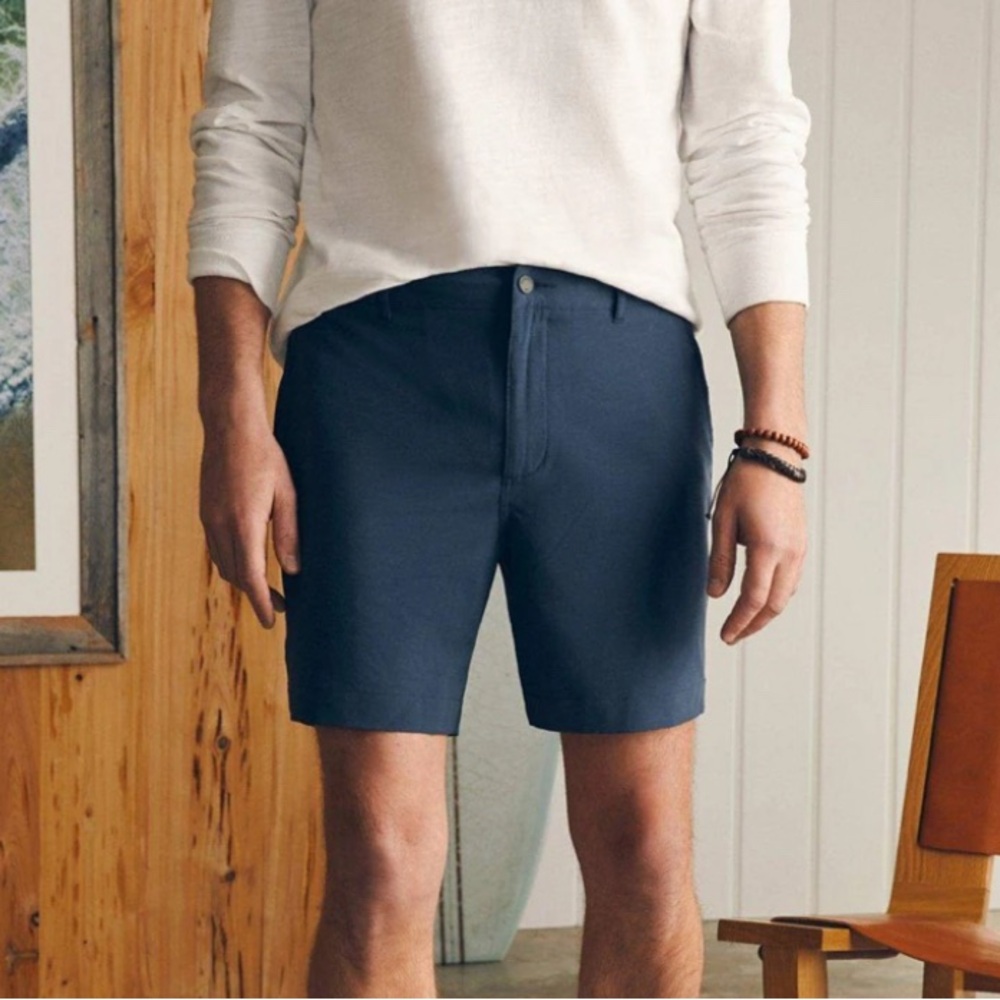 Faherty Men’s All Day 9” Shorts | Dark Blue Nights | Size 38”